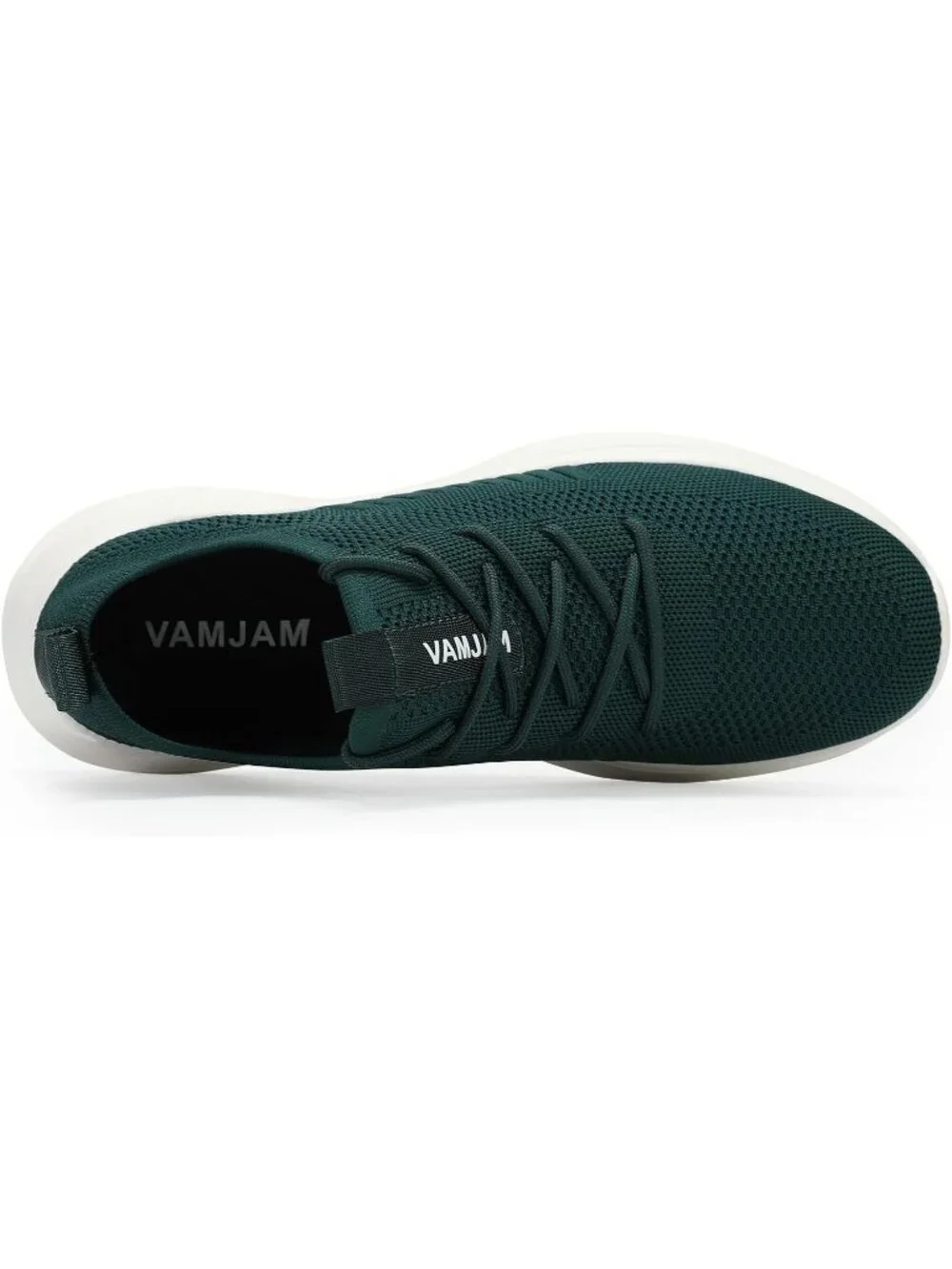 Men's Dark Green Lightweight Breathable Flying Knitting Lace Up Walking Sneaker